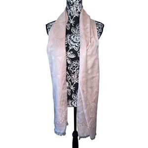 Blush Pink Swirl Pattern Lightweight Scarf Shawl Wrap Soft Fringe Paisley Style